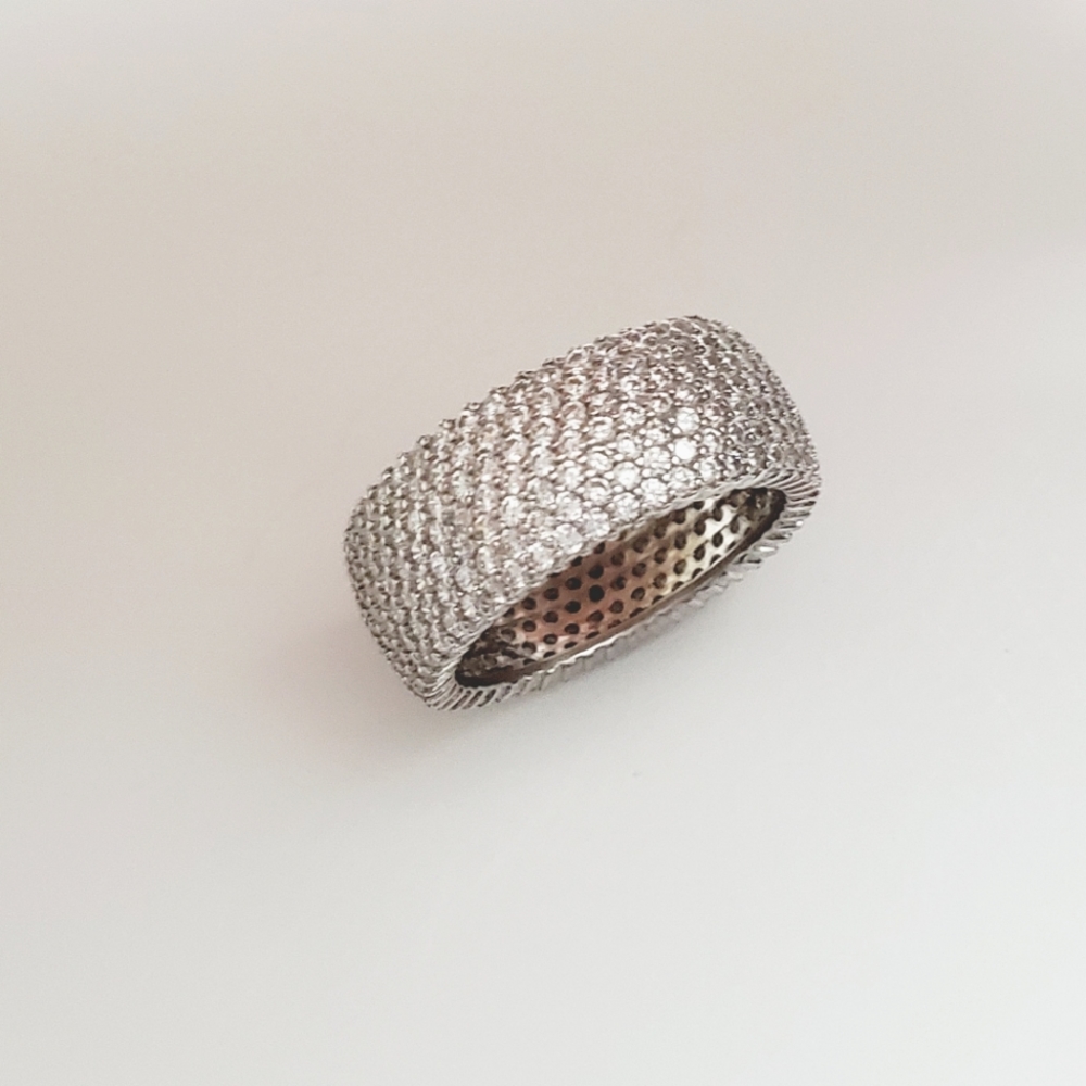 925 Sterling Silver Diamond  Eternity Ring - Picture 6 of 16